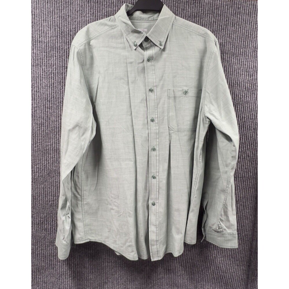 Mossimo Supply Button Down Shirt Mens Large Green Long‎ Sleeve Cotton  Casual